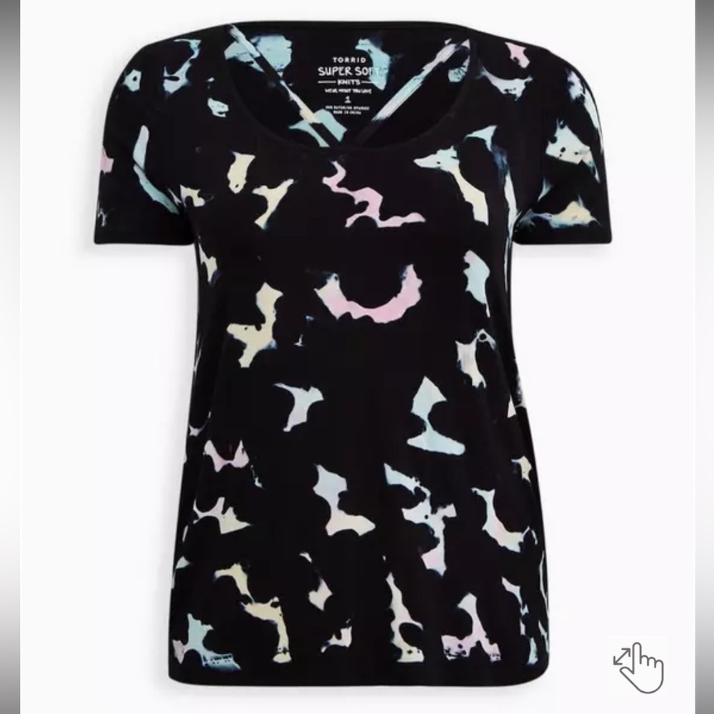 Torrid Super Soft Strappy Front Short Sleeve Tie Dye Tee